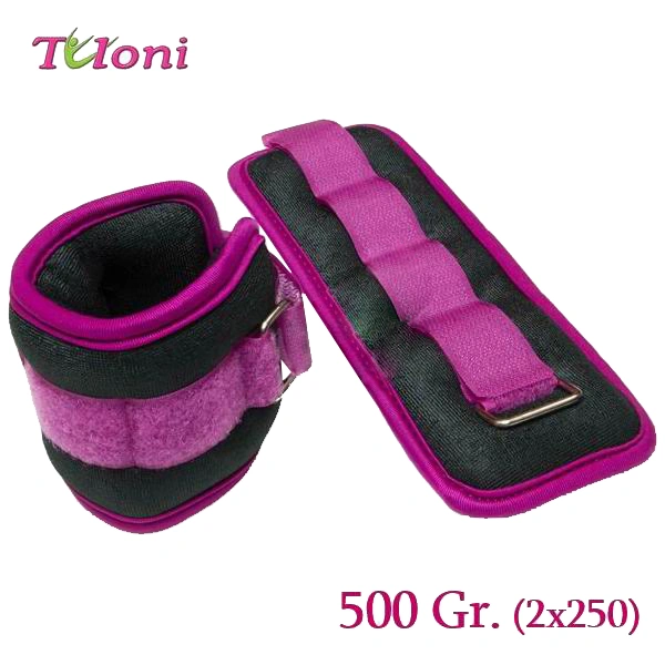 nikasport.eu-ankle-wrist_weights-tuloni_t0132-500_2x250gr_fuchsia-4 Ankle/wrist weights Tuloni with velcro closure - 250 g (2 pcs - 500 g)